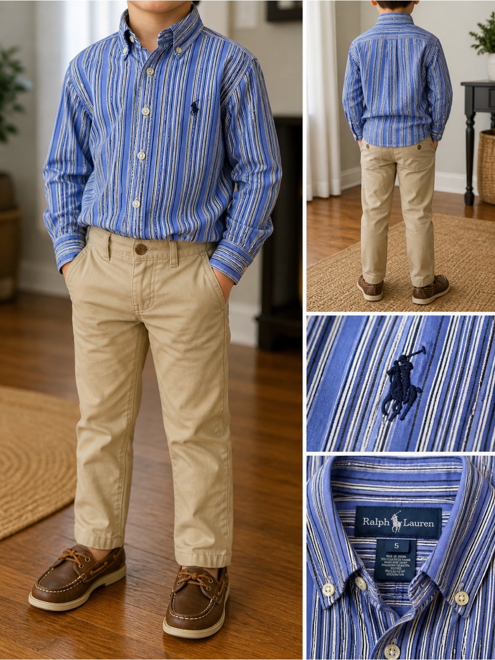Ralph Lauren Blue & White Striped Button-Down Shirt